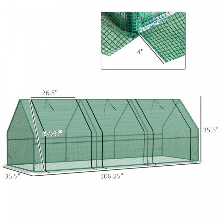 Outsunny Mini Serre De Jardin 270l X 90l X 90h Cm Acier Pe Haute Densite 140 G/mĠ Anti-uv 3 Fenetres Avec Zip Enroulables Vert