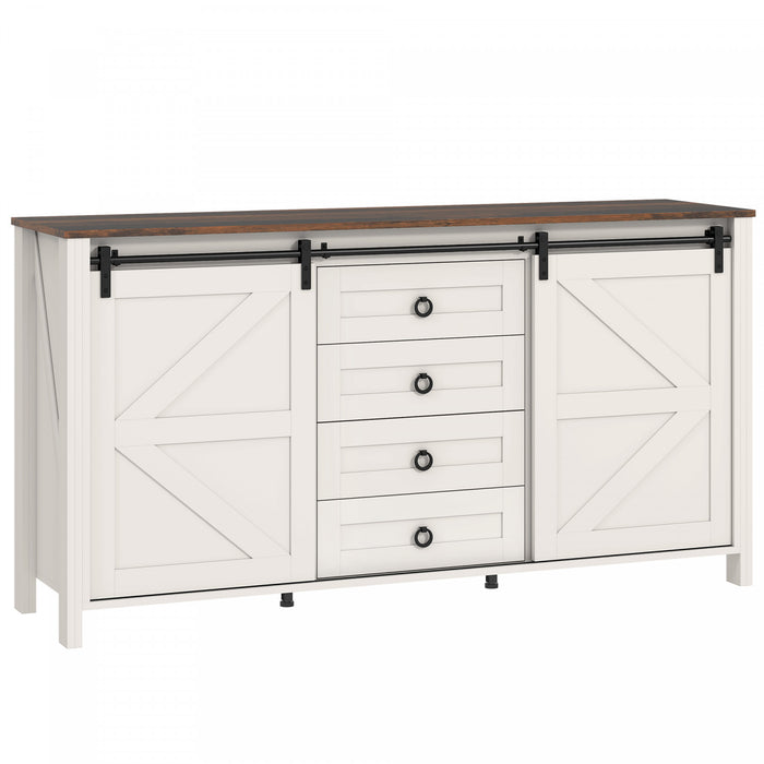 HOMCOM Buffet style ferme avec portes blanc creme