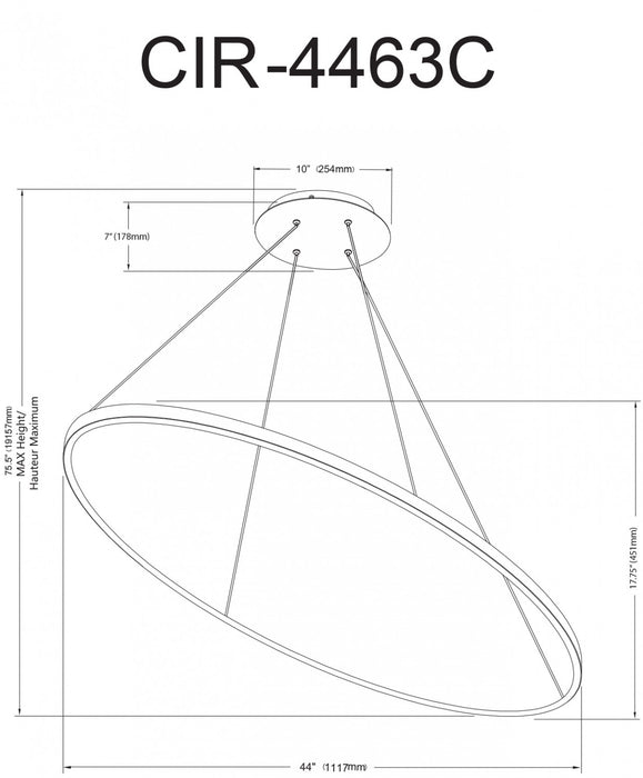 Lustre horizontal Circulo de Dainolite en silicone blanc qui diffuse la lumière, avec fini argenté et ampoule de 63 W