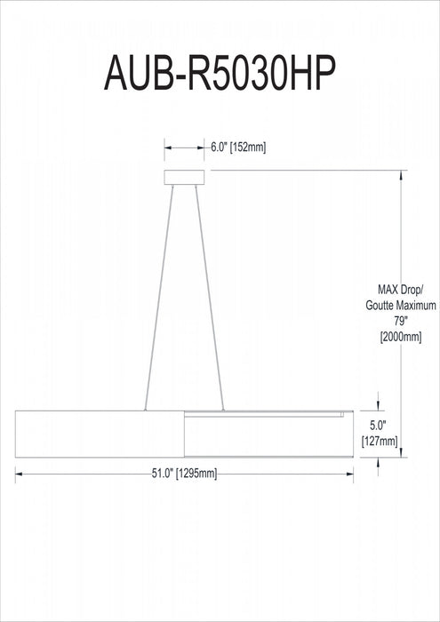 Luminaire suspendu horizontal Aubrey de Dainolite ovale avec abat-jour noir et blanc, fini noir mat et ampoule de 30 W