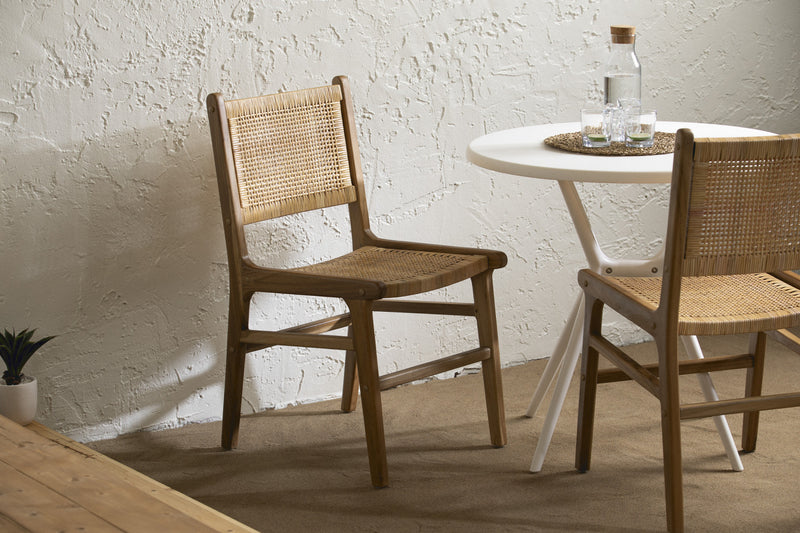 Ensemble de 2 chaises de salle à manger Agave en rotin et en teck - rotin et naturel