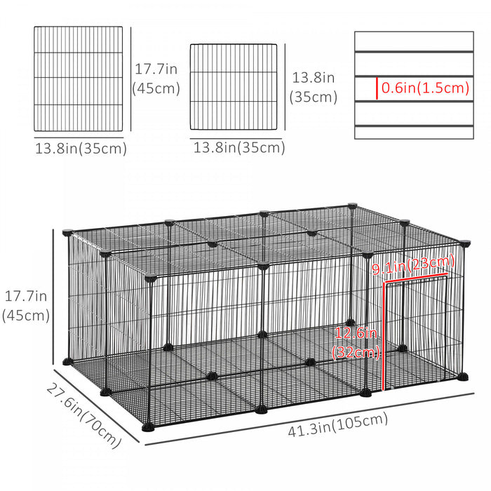 Pawhut Parc Pour Petits Animaux Cage Pour Petits Animaux 22 Panneaux Cloture De Jardin Portable En Fil Metallique Avec Porte Pour Lapin Chinchilla Herisson Cochon D'inde