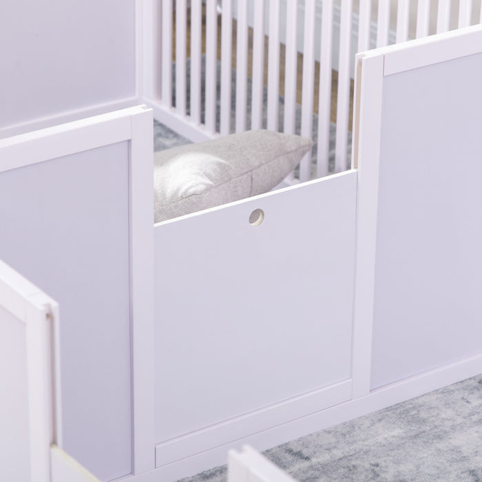 Pawhut Niche De Mise Bas Pour Chiens Concue Pour Le Confort De La Mere, Avec Portes Amovibles, Parc Pour Chiots Pour L'interieur, Fournitures Et Essentiels Pour Nouveau-nes, 81\" X 39\" X 20\", Blanc