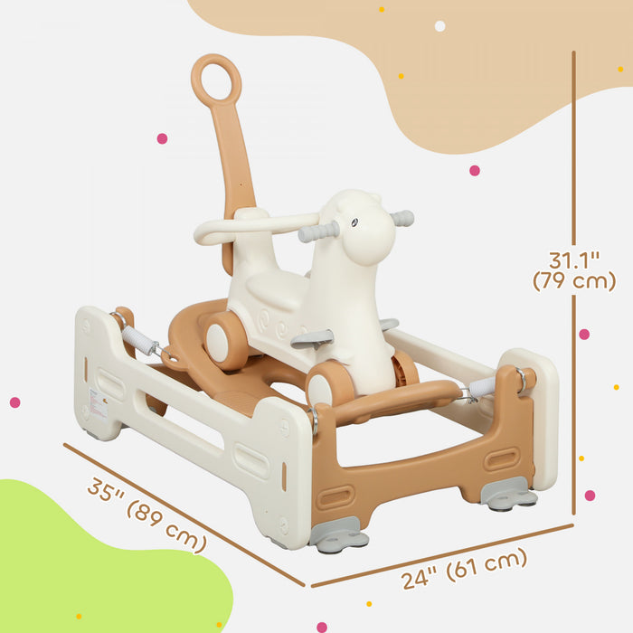 Qaba Cheval A Bascule 5 En 1, Cheval A Bascule Pour Bebe Avec Base Amovible