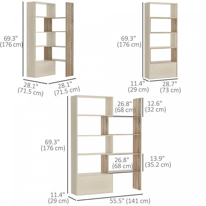 HOMCOM Etagere Tournante 360° Multifonction Robust Blanc Chene