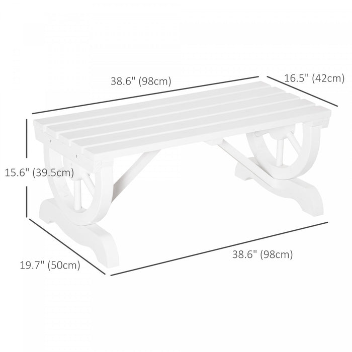 Outsunny Banc D'exterieur En Bois Rustique, Banc De Jardin, Blanc