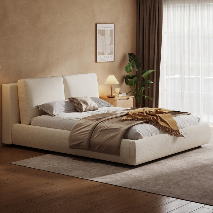 Diana Ottoman Hydraulic Lift Storage Platform Bed with Luxurious Boucle Upholstered and Sturdy Storage,King Size,White