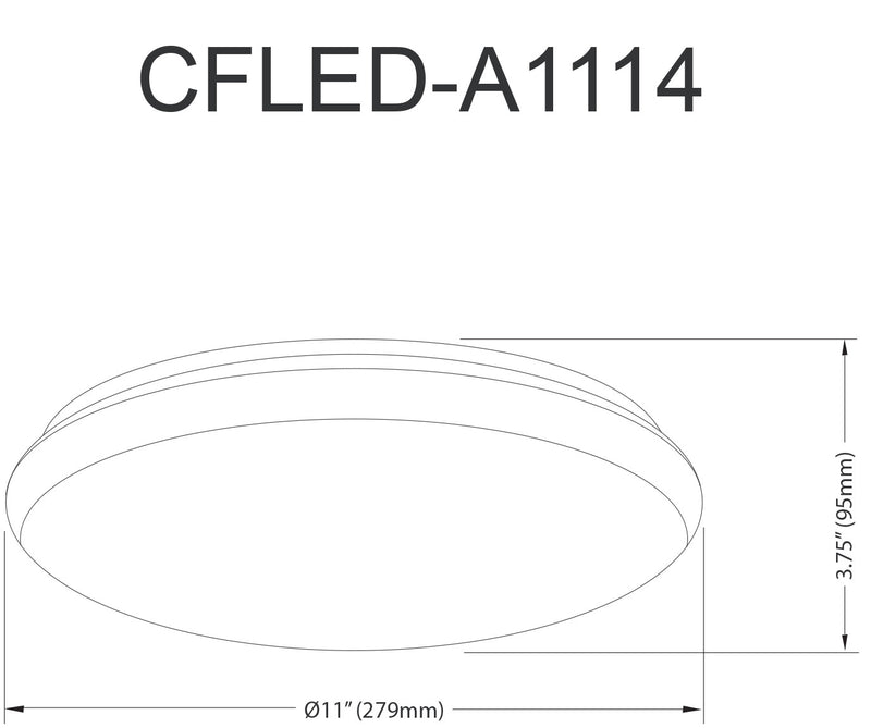 Plafonnier affleuré Cfled de Dainolite de 11 po de diamètre avec abat-jour blanc