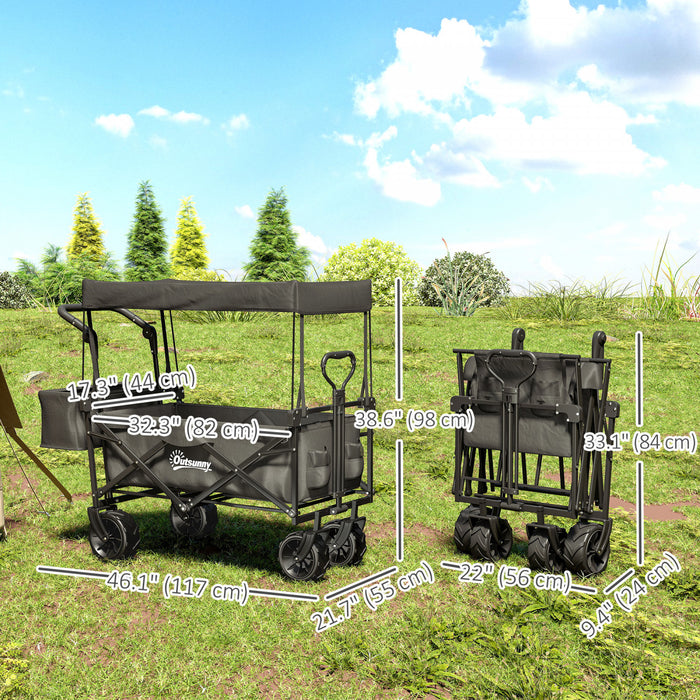 Outsunny Chariot Pliable 80L avec Roues, Chariot Robuste