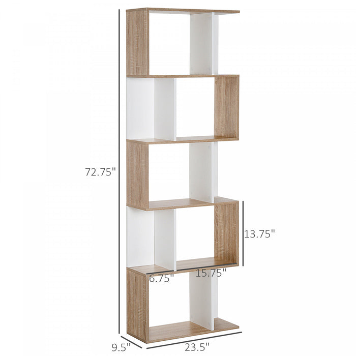 HOMCOM Bibliotheque Geometrique 5 Niveaux Forme S Nature Blanc