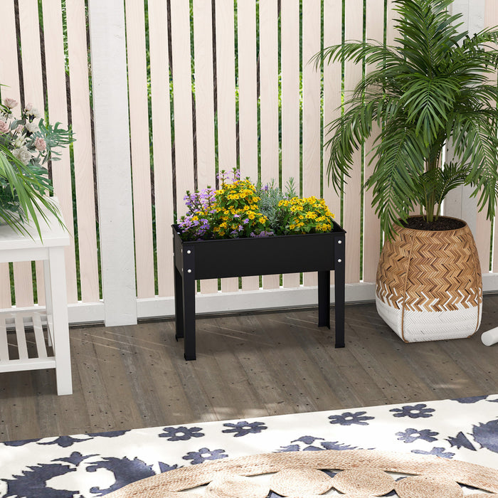 Costway 24\" Lit De Jardin Eleve Avec Les Jambes Metallique Eleve Planter Boite De Drainage Trou Arriere Cour
