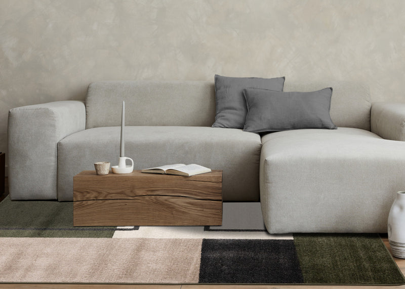 Carpette moderne Marley verte, grise et blanche à motif géométrique - 5 pi 3 po x 7 pi 7 po