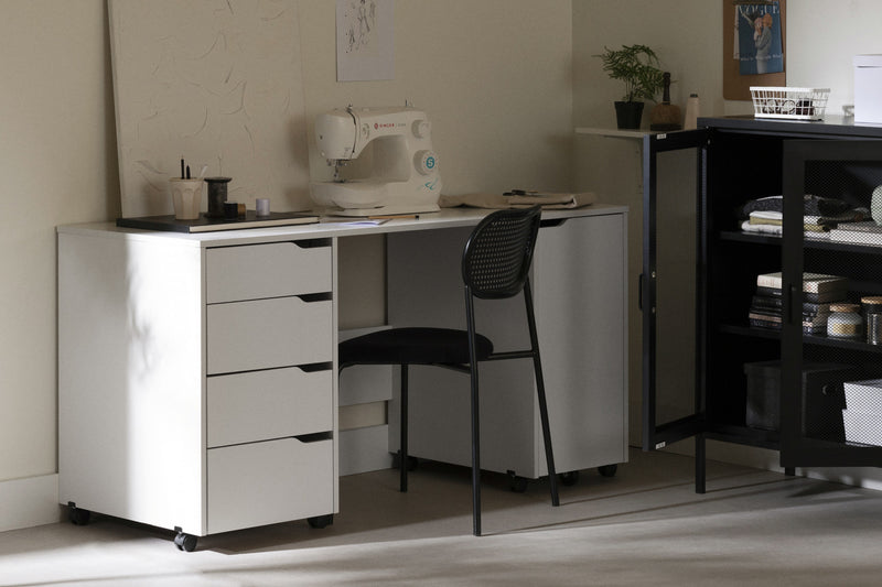 Crea Table De Couture Sur Roulettes - Blanc Solide