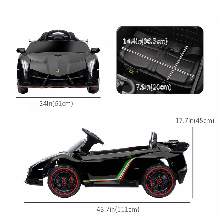 Aosom Voiture Electrique 12 V Avec Portes Papillon, 7 Km/h, Jouet Pour Enfants Avec Batterie Portable, Telecommande, Bluetooth, Klaxon, Musique, Lumieres, Systeme De Suspension, Noir