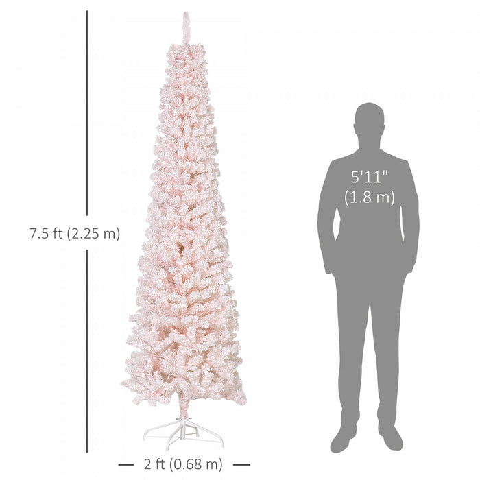 Homcom Arbre De Noel Artificiel Fin Floque De Neige Artificielle 7.5pi