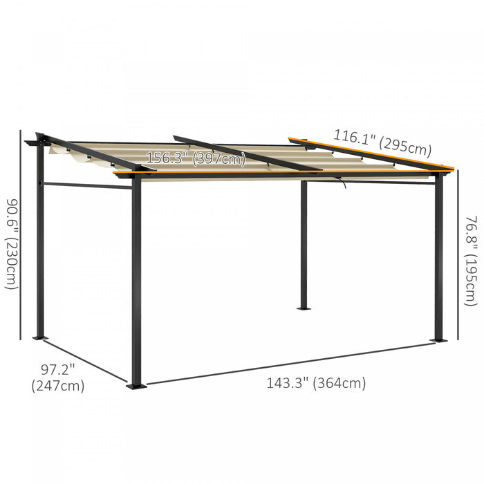 Outsunny - Pergola Metallique Avec Toit Coulissant - Auvent De Pergola