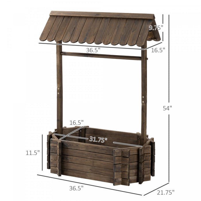 Outsunny Puits A Souhaits En Bois Pour Jardin, Jardiniere Exterieure Rustique Pour Plantes, Herbes Et Legumes, Brun Rustique