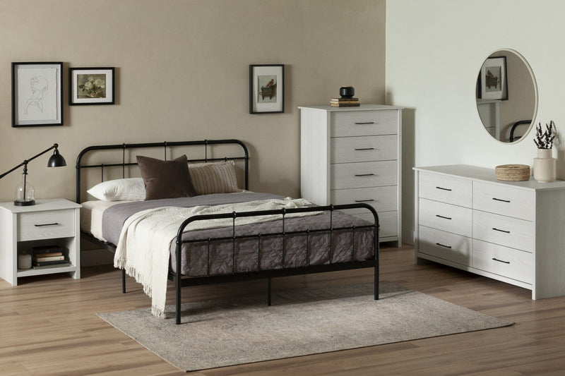 Commode verticale Fernley à 5 tiroirs - pin blanc