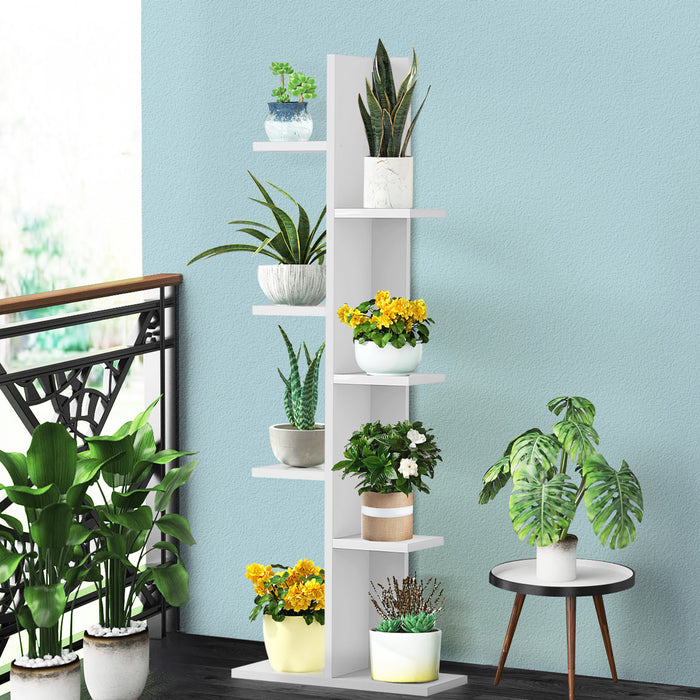 Costway Open Concept Bibliotheque Plante Affichage Etagere Rack Stockage Holder Bois Blanc