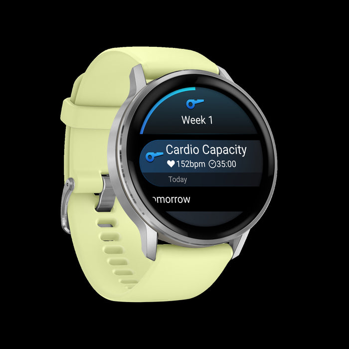 Montre intelligente Garmin Venu 4 45 mm Argent Citron Vibrant - Suivi d'affichage, Ecran AMOLED, GPS multi-bande, Coach Garmin, Personnalisation, Splits multi-sport