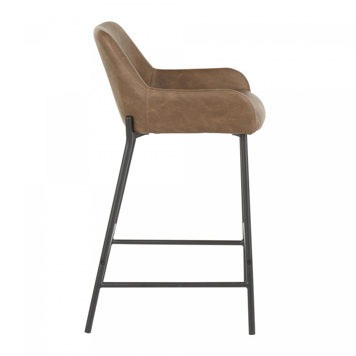 Tabouret industriel Daniella de hauteur comptoir en similicuir espresso - ensemble de 2