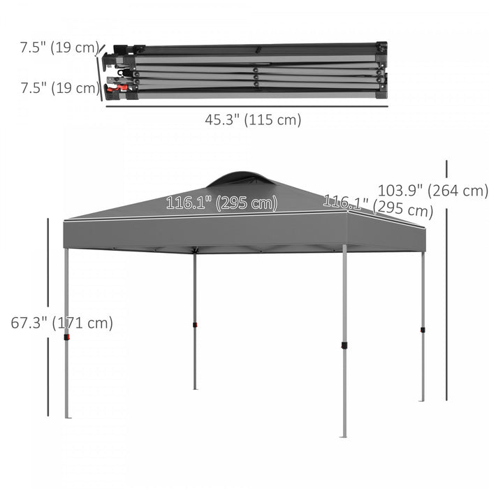 Outsunny Tente A Auvent Escamotable 10' X 10' Avec Ventilation Et Sac, Gris