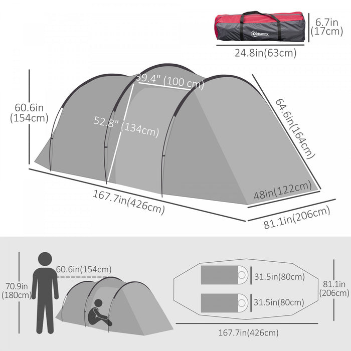Outsunny Tente Dome De Camping Avec Portes A Fermeture Eclair Sac
