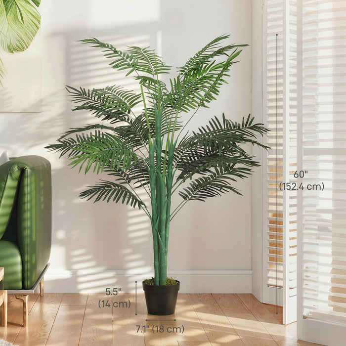 Outsunny Palmier Tropical Artificiel 152 cm, Faux Arbre avec Feuilles Realistes