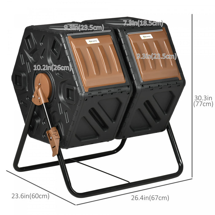 Outsunny Bac A Compost A Double Chambre De 34,5 Gallons Avec Pieds En Acier