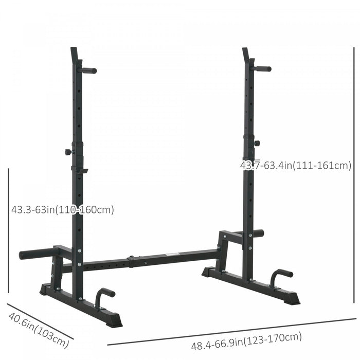 Soozier Support De Support De Squat Pour Halteres Multifonctions, Support D'halteres De Musculation Robuste, Station De Musculation Reglable En Hauteur Pour La Maison, La Salle De Sport, Noir