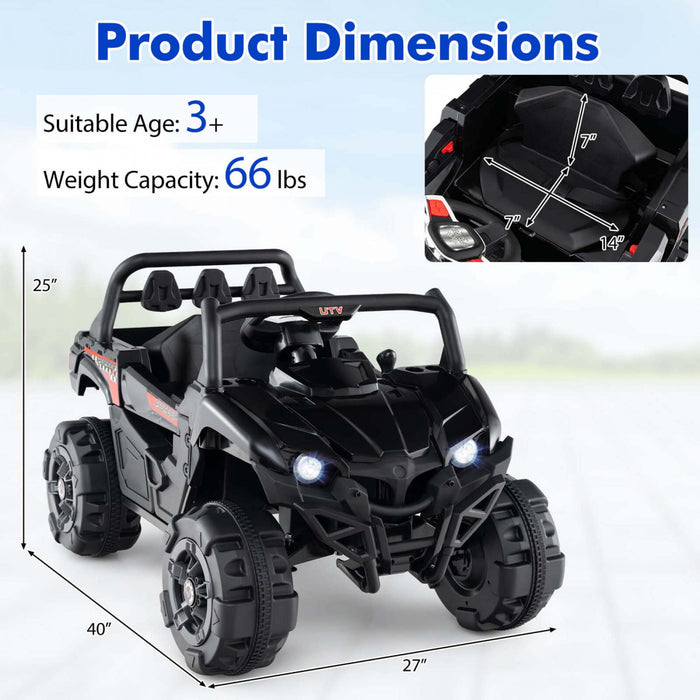 Costway 12v Enfants Rouler Sur Camion Avec Telecommande Demarrage Lent Ceinture De Securite Arriere Stockage Noir