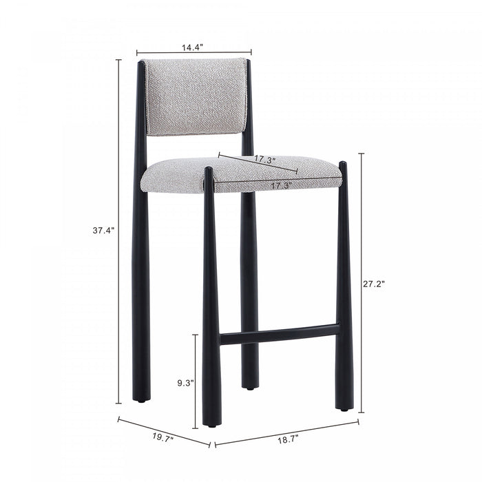 Tabouret de comptoir en metal et boucle Lennor style milieu du siecle, coloris champagne
