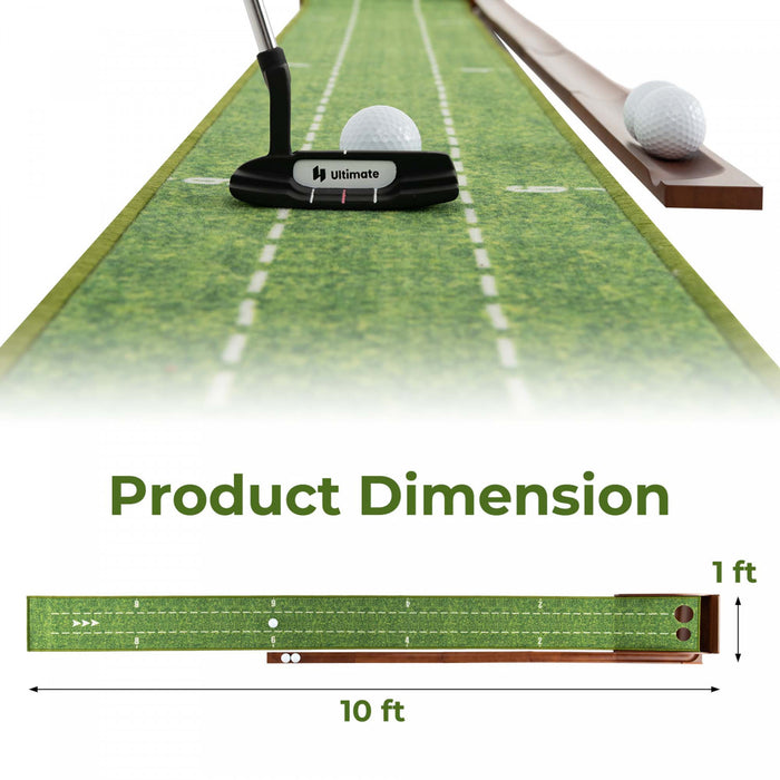 Costway Mettre Vert Pratique Golf Mettre Tapis Avec Auto Ball Retour Et 2 Tailles De Trou