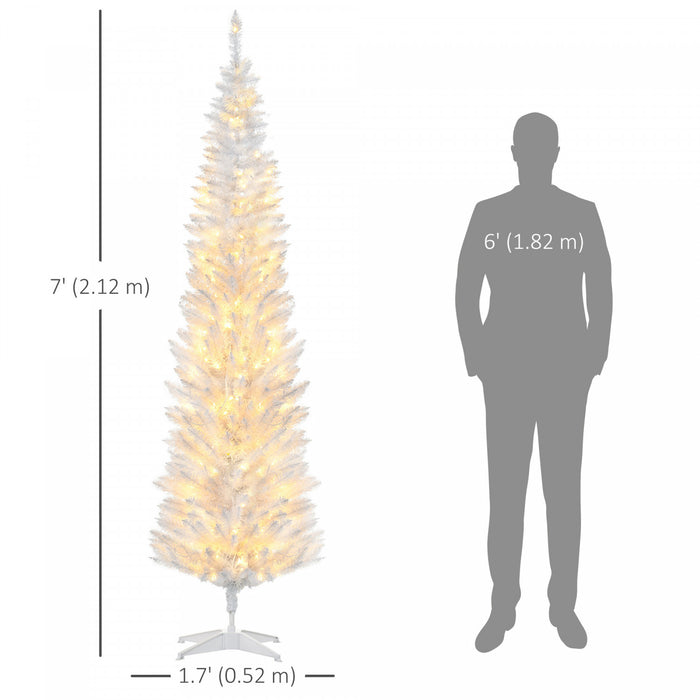 Homcom Arbre De Noel Artificiel Illumine 7 Pi Avec Lumieres Led Blanc Chaud