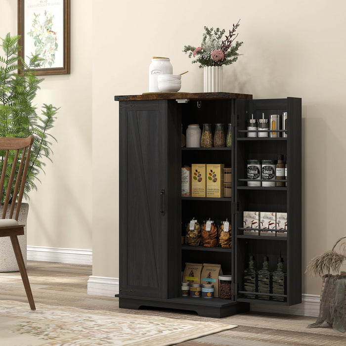 HOMCOM Armoire garde-manger de cuisine avec etageres reglables, Noir