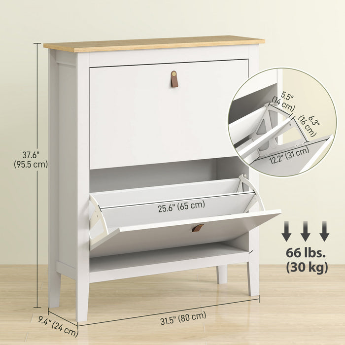 Meuble a Chaussures HOMCOM avec 2 Tiroirs Basculants, Meuble de Rangement