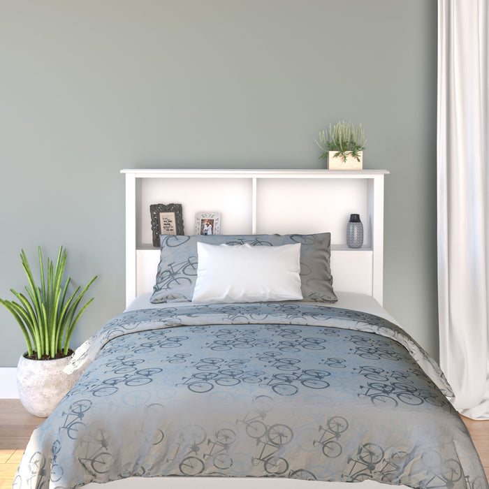 Tête de lit bibliothèque pour lit simple - blanche