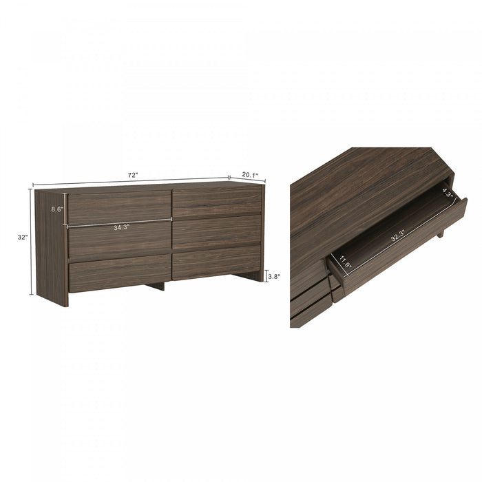 Commode et table de chevet Linda Modern 2 pieces en noyer brun