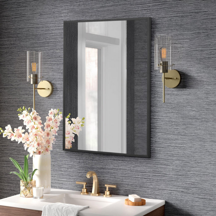 Miroir rectangulaire linéaire Arcus 30 po x 40 po fabriqué à la main - noir