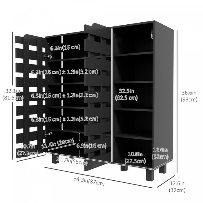 HOMCOM Armoire a chaussures avec placard a 5 niveaux et 5 etageres ouvertes