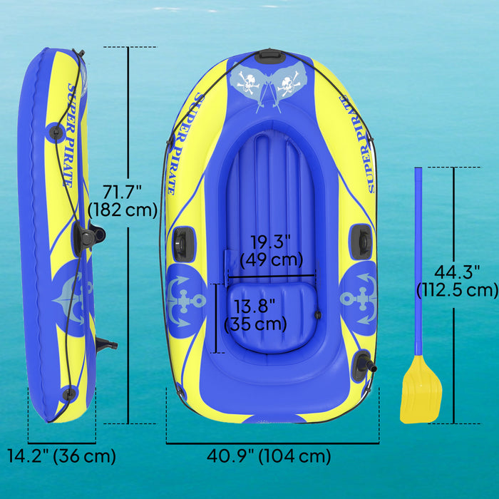Kayak Gonflable 1-2 Personnes, Kayak de Loisirs avec Porte-Cannes Bleu Fonce