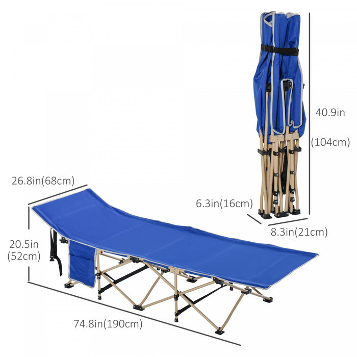 Lit De Camping Pliant Outsunny, Lit De Couchage Portable Pour Les Voyages, Bleu Marine