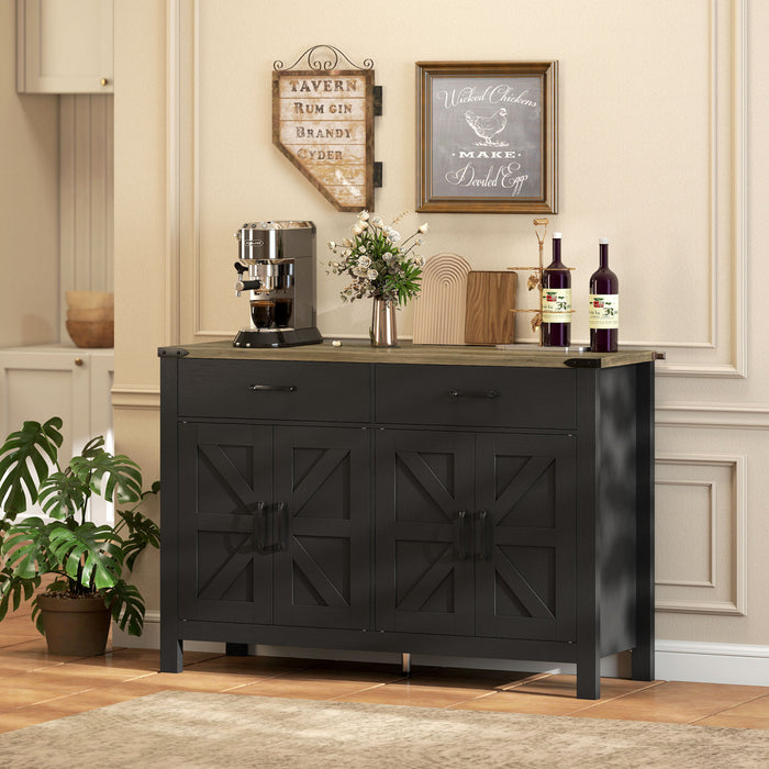 Buffet HOMCOM avec Tiroirs et Etageres, Buffet de Style Ferme