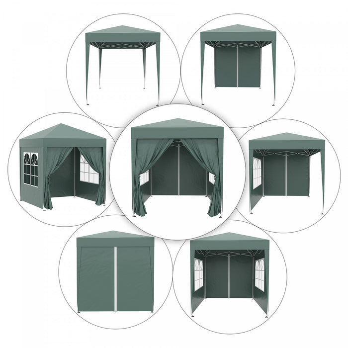 Outsunny 6.6' X 6.6' Tente De Fete Tente D'exterieur Pliante Gazebo Avec Parois Laterales Vert