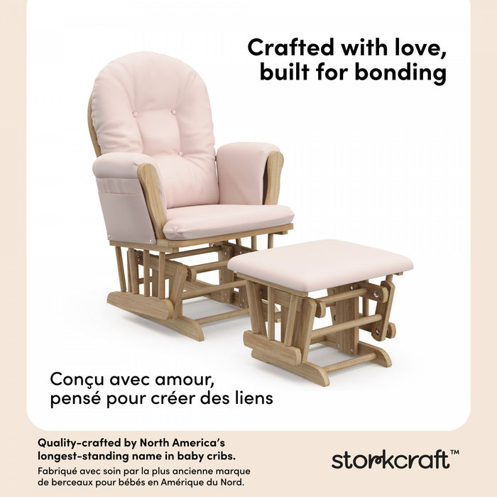 Storkcraft Hoop Fauteuil bercant et pouf - Natural avec pink