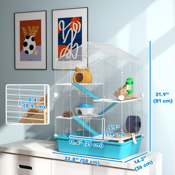PawHut Grande cage pour hamster a 5 niveaux, habitat pour petits animaux