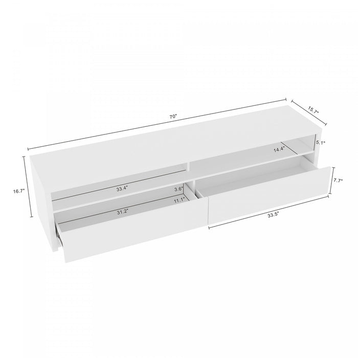 Meuble TV contemporain moderne Duncan 70\" en blanc