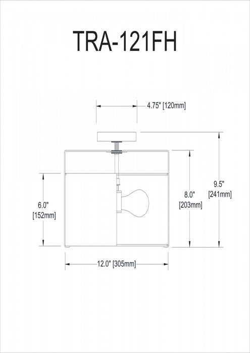 Plafonnier affleuré Trapezoid de Dainolite avec abat-jour cylindrique noir et blanc qui diffuse la lumière, tissu blanc et 2 ampoules
