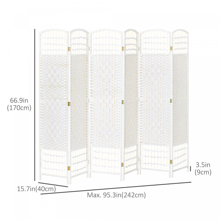 HOMCOM Paravent 6 Panneaux Ecran Pliable Autoportant Blanc