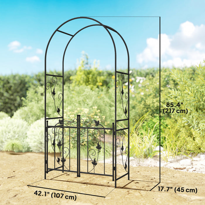 Outsunny Arche De Jardin En Acier De 7 Pi Avec Double Portail, Noir